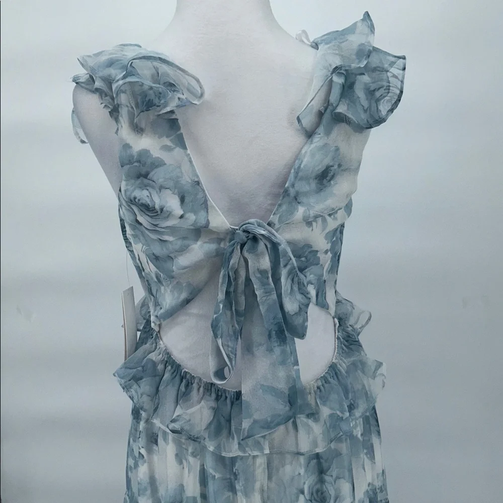 New AQUA Ruffle Trim Maxi Dress - Exclusive, Size Medium, Floral Dress - Picture 10 of 14